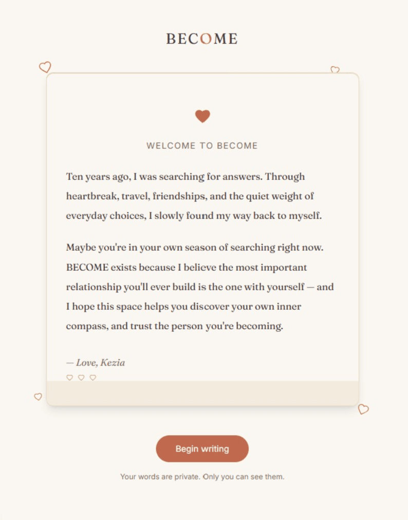 BECOME onboarding with founder's message